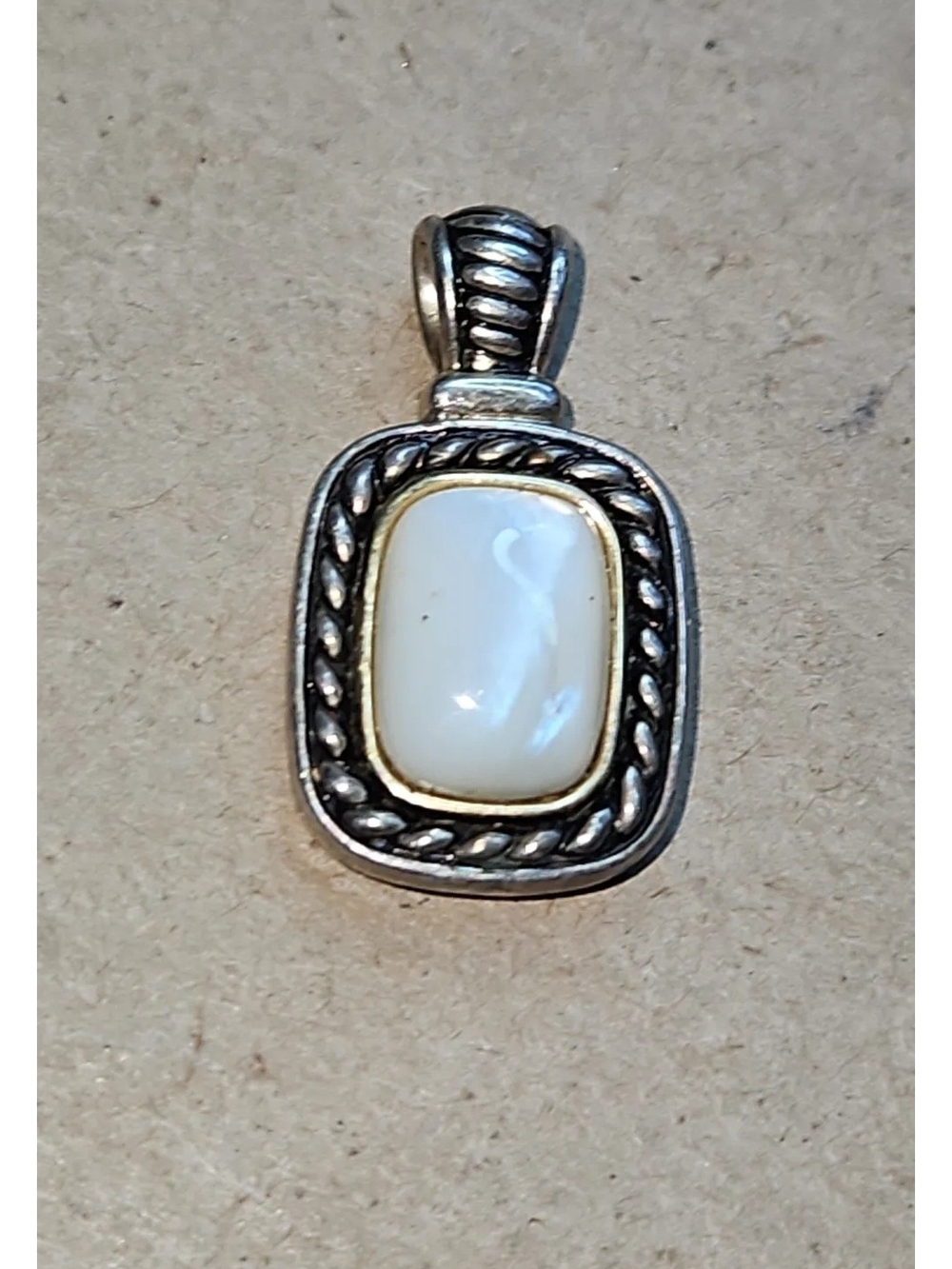 Gemvara Sterling Silver 14K Gold Mother Of Pearl Shell Pendant GV MOP 925 8.6g